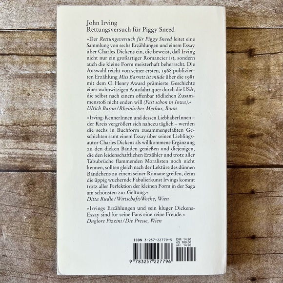 John Irving - Rettungsversuch für Piggy Sneed Paperback Book - Picture 2 of 4